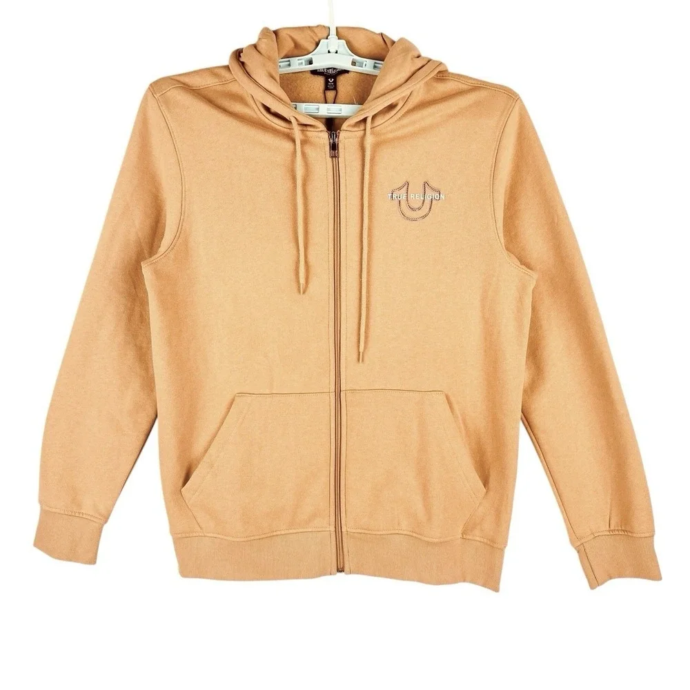 True Religion Men's Multi HS Fleece Zip Hoodie Sweatshirt Sz Medium Oak Buff NWT